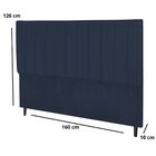 Cabeceira Queen 160cm Carla Suede Azul Marinho E Frame