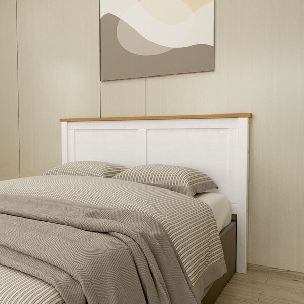 Cabeceira Queen 160cm Topázio 100% Madeira Maciça Branco Lava