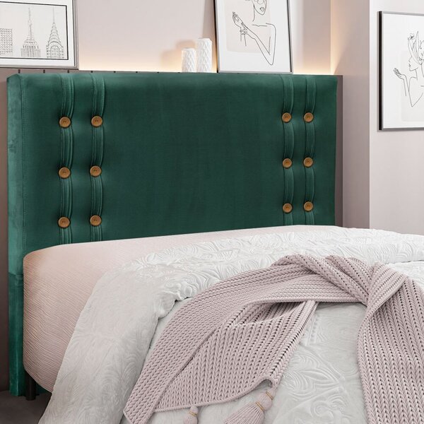 Cabeceira Queen 160cm Veludo Gênova  Verde Floresta