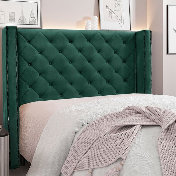 Cabeceira Queen 160cm Veludo Vicenza  Verde Floresta