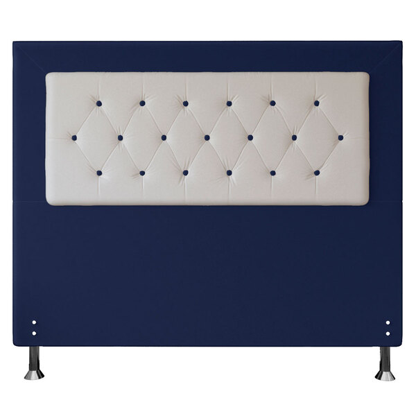 Cabeceira Queen 1 60m Havana Suede Azul Com Corino Branco - P