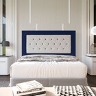 Cabeceira Queen 1 60m Havana Suede Azul Com Corino Branco - P