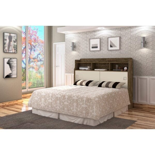 Cabeceira Queen 2 Portas Jéssica Jessica Castanho/off White