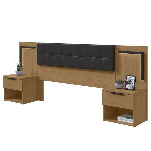 Cabeceira Queen Calitan Com 2 Mesas De Apoio E Led - Móveis L