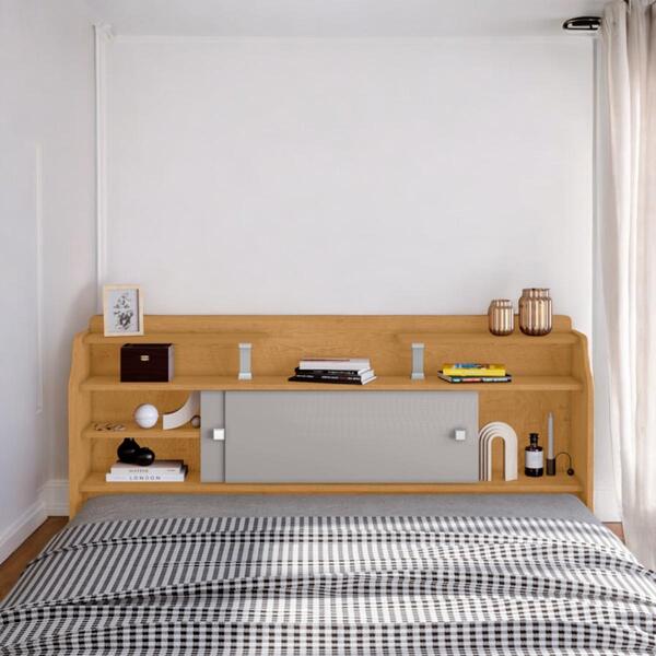 Cabeceira Queen Com Portas Crystal Naturalle E Off White