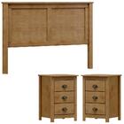 Cabeceira Queen E 02 Mesas Cabeceira 3 Gv Madeira Maciça Mila