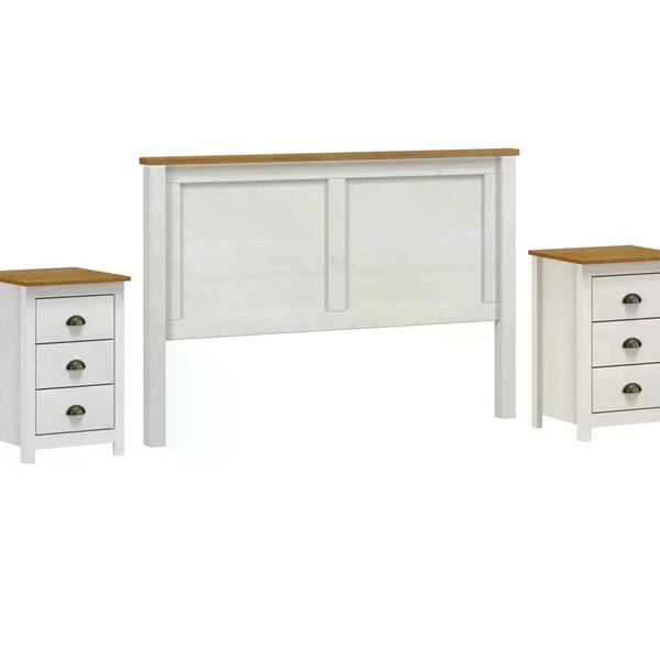 Cabeceira Queen E 02 Mesas De Cabeceira Madeira Maciça 9116x9