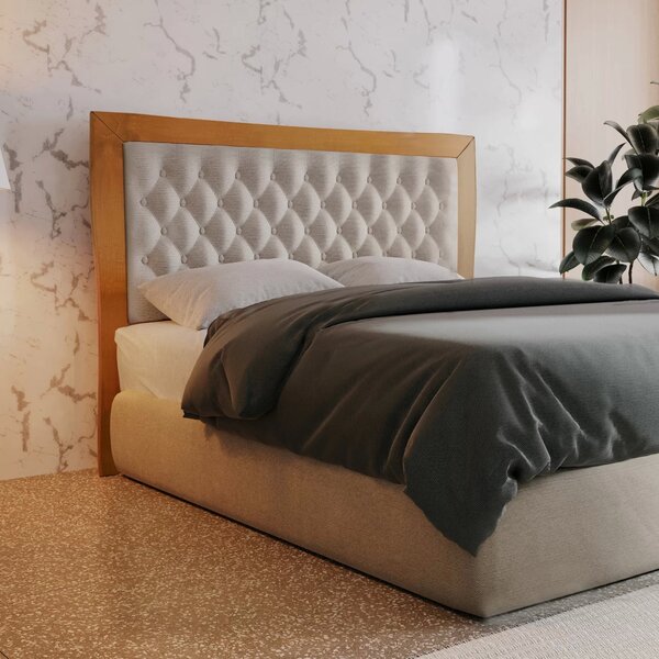 Cabeceira Queen Em Madeira Maciça  Amêndoa Mel