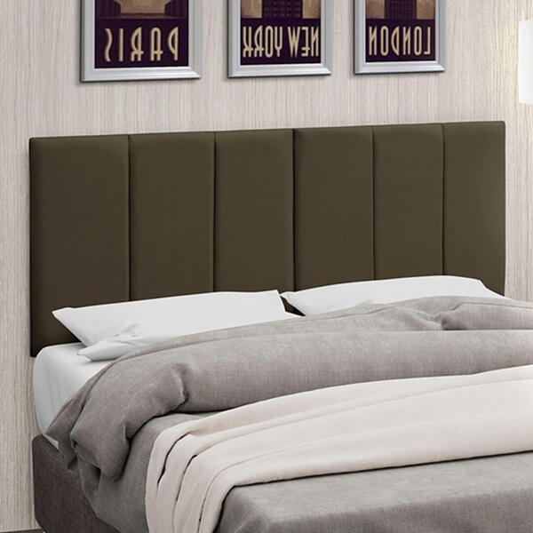 Cabeceira Queen Estofada 1,60m Tecido Suede Marrom Yasmin - B