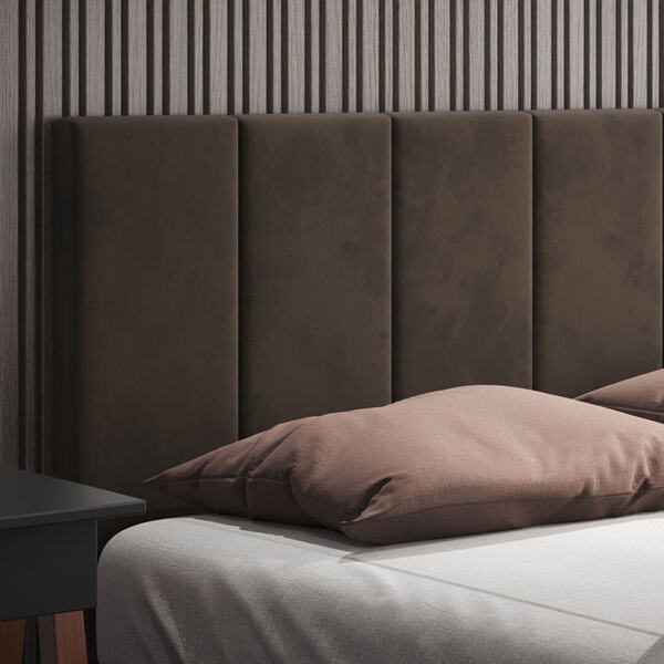 Cabeceira Queen Estofada 160cm Tecido Sued Marrom Laura