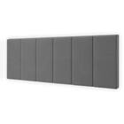 Cabeceira Queen Estofada Cinza Suede Painel Para Cama Box Vie