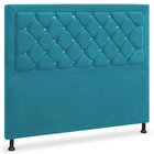 Cabeceira Queen Estofada Com Strass Londres 160 Cm Azul Velur
