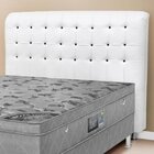 Cabeceira Queen Estofada Dama  Branco/botões Preto