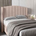 Cabeceira Queen Estofada Grey 160 Cm Para Cama Box Veludo Bege
