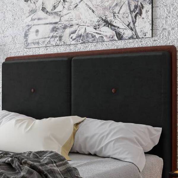 Cabeceira Queen Lizz - Veludo - Palladium Decor Preto