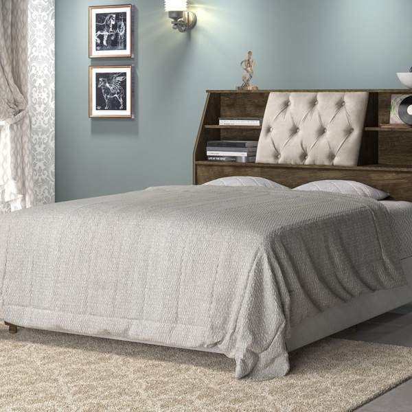 Cabeceira Queen Núbia Box Castanho e Bege