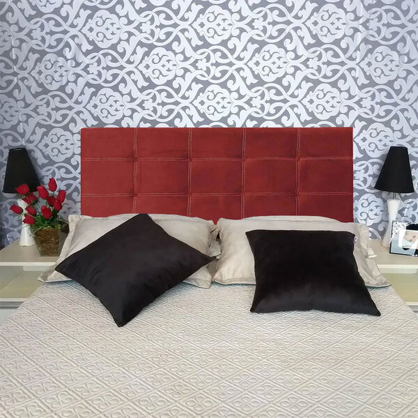 Cabeceira Queen Size Viena 1 60m Estofado Modulado Suede Verm