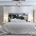 Cabeceira Queen Suede Estampado Academia Painel Cama Box 160