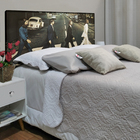Cabeceira Queen Suede Estampado Beatles Painel Cama Box 160 X