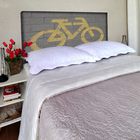 Cabeceira Queen Suede Estampado Bike Art Painel Cama Box 160