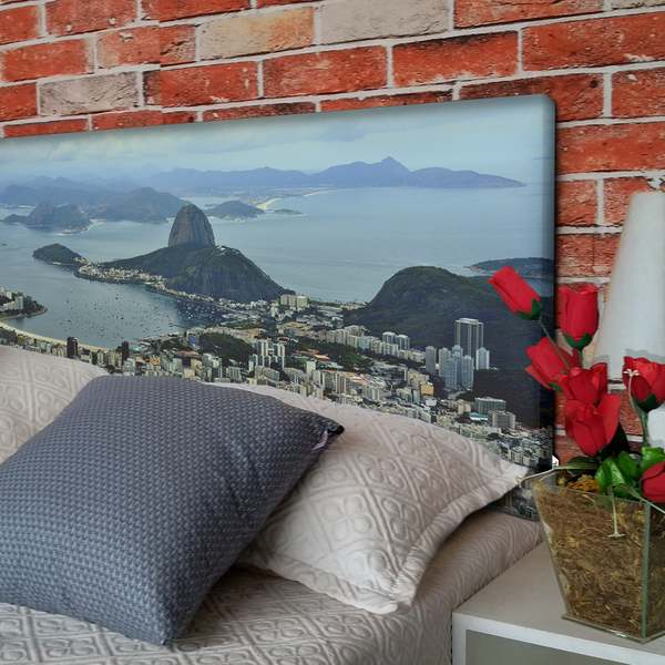 Cabeceira Queen Suede Estampado Cidade Painel Cama Box 160 X