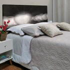 Cabeceira Queen Suede Estampado Coração Branco Painel Cama Bo