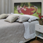 Cabeceira Queen Suede Estampado Coração Painel Cama Box 160 X
