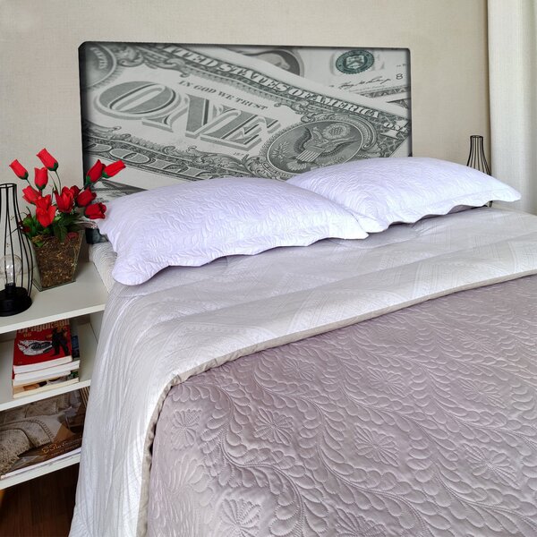 Cabeceira Queen Suede Estampado Dolar Painel Cama Box 160 X 60