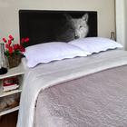 Cabeceira Queen Suede Estampado Lobo Painel Cama Box 160 X 60