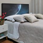 Cabeceira Queen Suede Estampado Lua Painel Cama Box 160 X 60