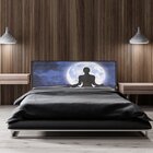 Cabeceira Queen Suede Estampado Meditação Painel Cama Box 160