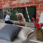 Cabeceira Queen Suede Estampado Menino E Urso Painel Cama Box