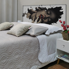 Cabeceira Queen Suede Estampado Mulher Painel Cama Box 160 X