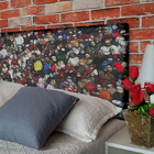 Cabeceira Queen Suede Estampado Pessoas Painel Cama Box 160 X