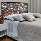 Cabeceira Queen Suede Estampado Pessoas Painel Cama Box 160 X