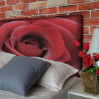 Cabeceira Queen Suede Estampado Rosa Vermelha Painel Cama Box