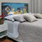 Cabeceira Queen Suede Estampado Simpsons Painel Cama Box 160