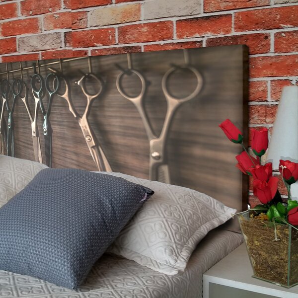 Cabeceira Queen Suede Estampado Tesoura Painel Cama Box 160 X