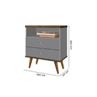 Cabeceira Queen Treliza Com 2 Mesas De Apoio Cinza/jequitiba