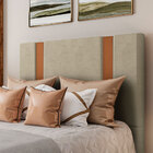 Cabeceira Queen Verona Em Veludo Com Sapata Cor Bege Sonhar