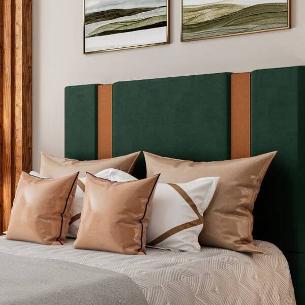 Cabeceira Queen Verona - Veludo - Palladium Decor Verde Musgo