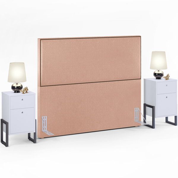 Cabeceira Queen Vicenza 160 Cm Linho Rosê L02 Com 02 Mesas De