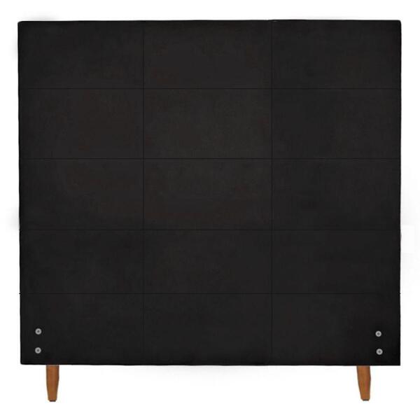 Cabeceira Raissa Cama Box De Casal Suede Preto 138cm