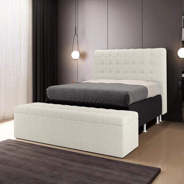 Cabeceira Rana E Calçadeira Alpha 160 Para Cama Queen N-037 B