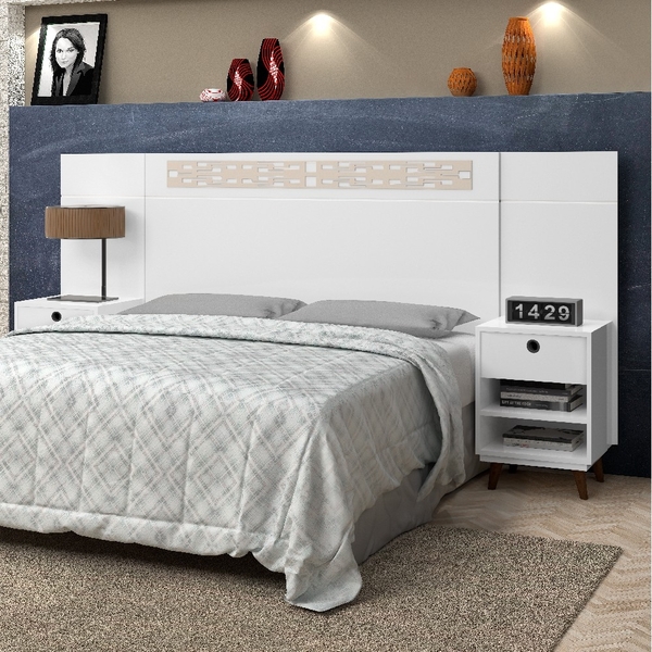 Cabeceira Regulável Box Moderny Branco Off White