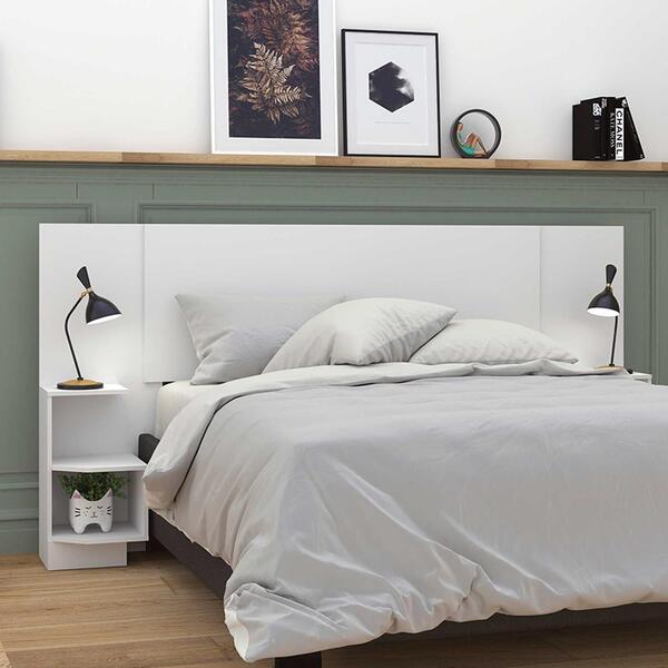 Cabeceira Regulável Casal/solteiro Line Flex Branco Com Mesa