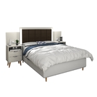 Cabeceira Regulável Triz Com Mesa De Cabeceira Off White