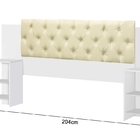 Cabeceira Rihanna Casal Expansível Com Capitonê Branco/Bege –