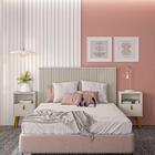 Cabeceira Ripada Casal 141cm 2 Mesas De Cabeceira Off White P