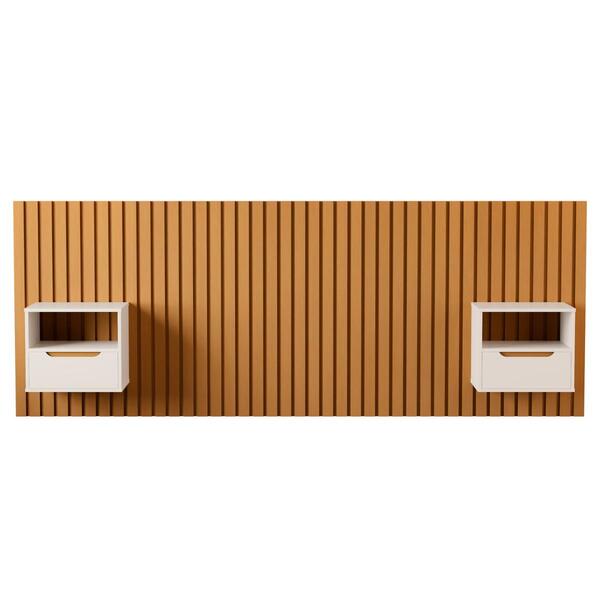 Cabeceira Ripada Casal Com Mesas Verona Nature Pérola